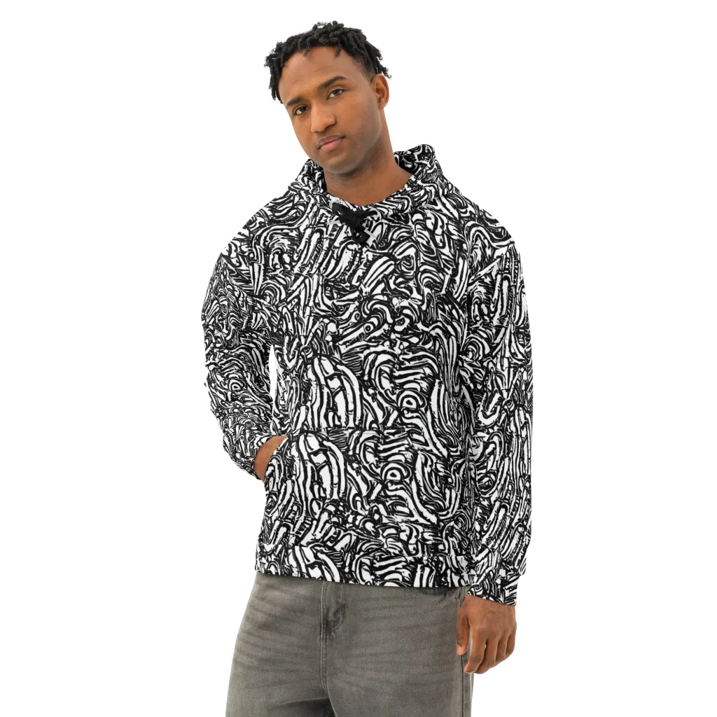 Shadow Marbling on Cotton Hoodie — Left Front