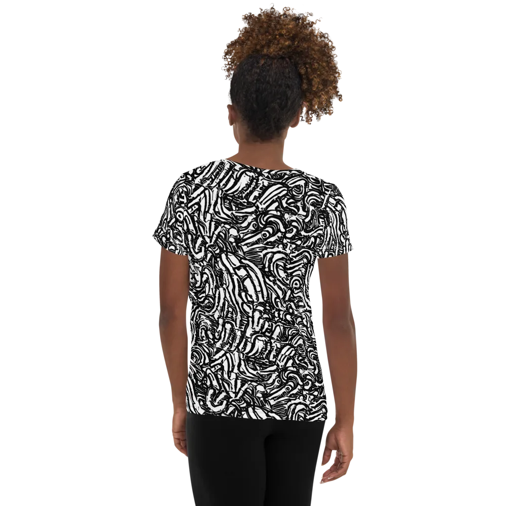 Shadow Marbling on Women's Athletic T-Shirt — Back