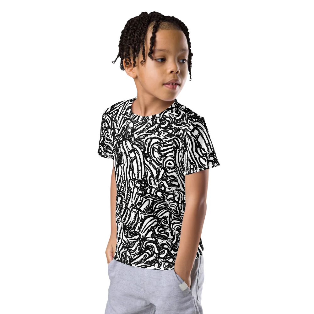 Shadow Marbling on Kids Crew Neck T-Shirt — Left Front