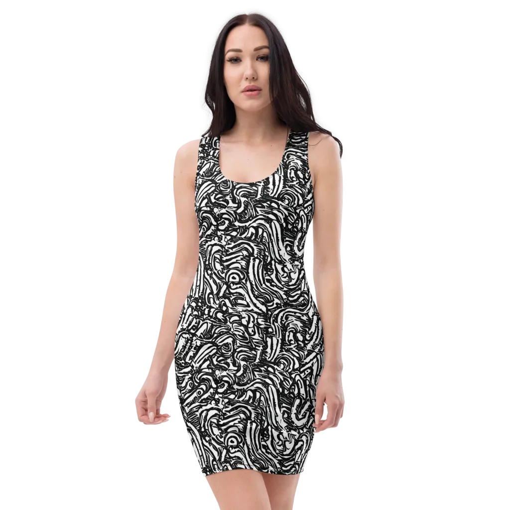 Shadow Marbling on Bodycon Dress — Front