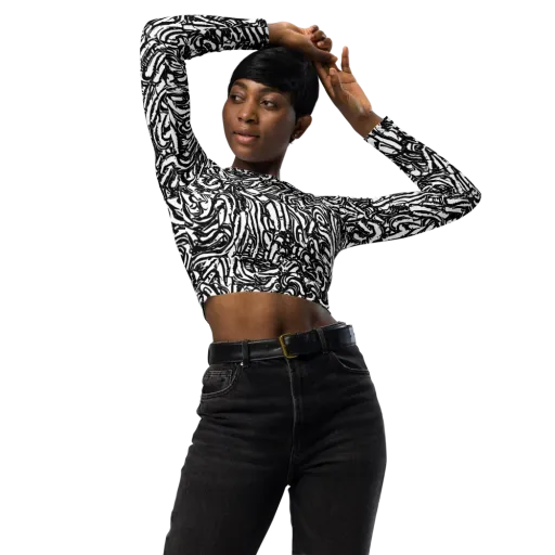 Shadow Marbling on a Long Sleeve Crop Top