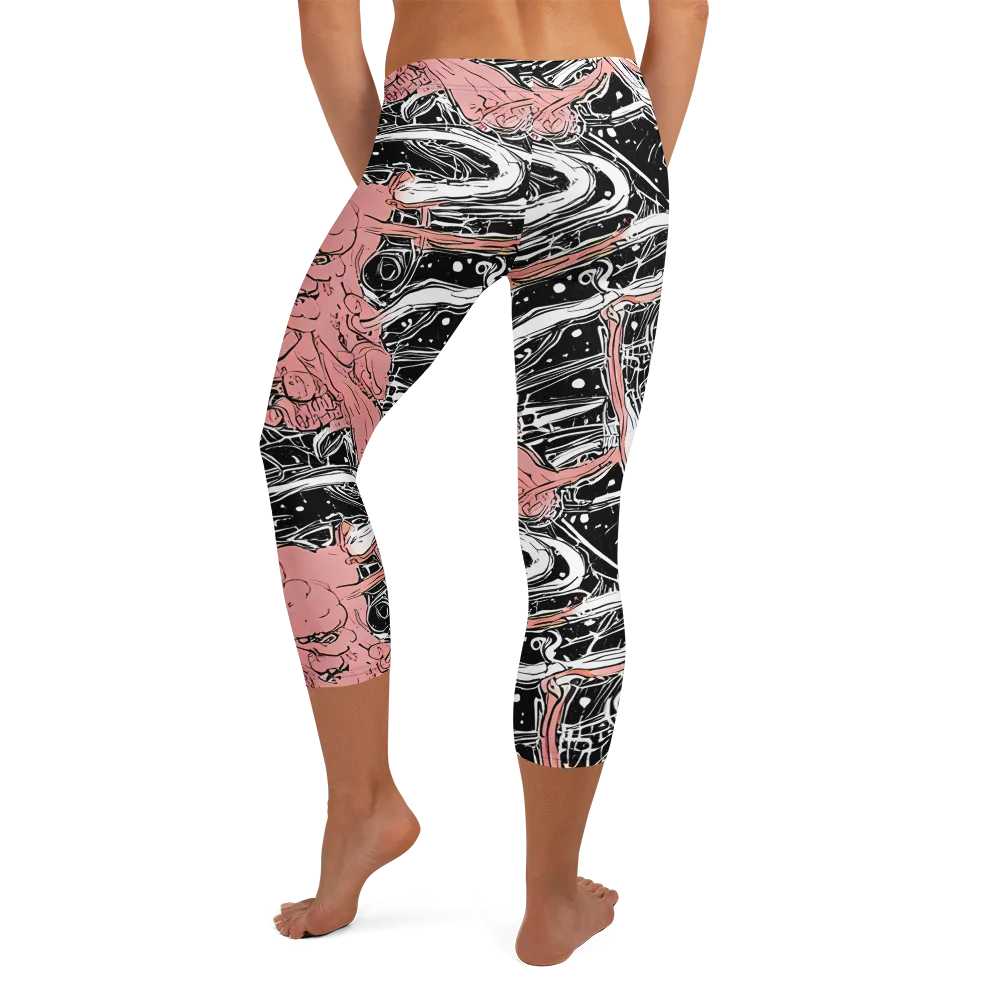 Blush Ink Current on Capri Leggings — Back