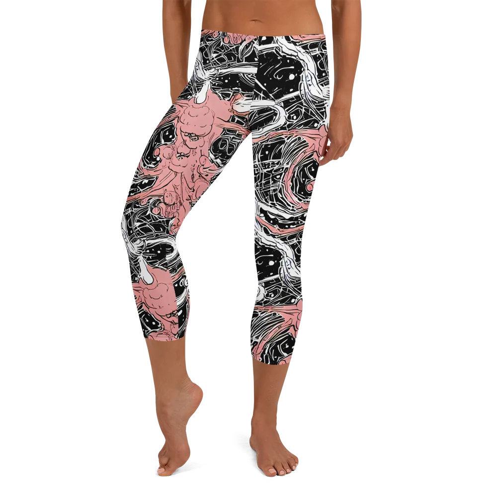 Blush Ink Current on Capri Leggings — Front