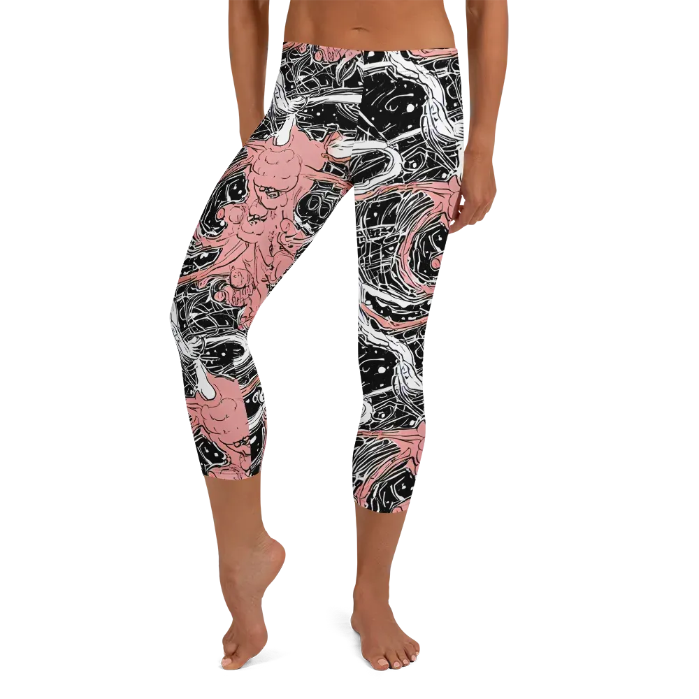 Blush Ink Current on Capri Leggings — Front