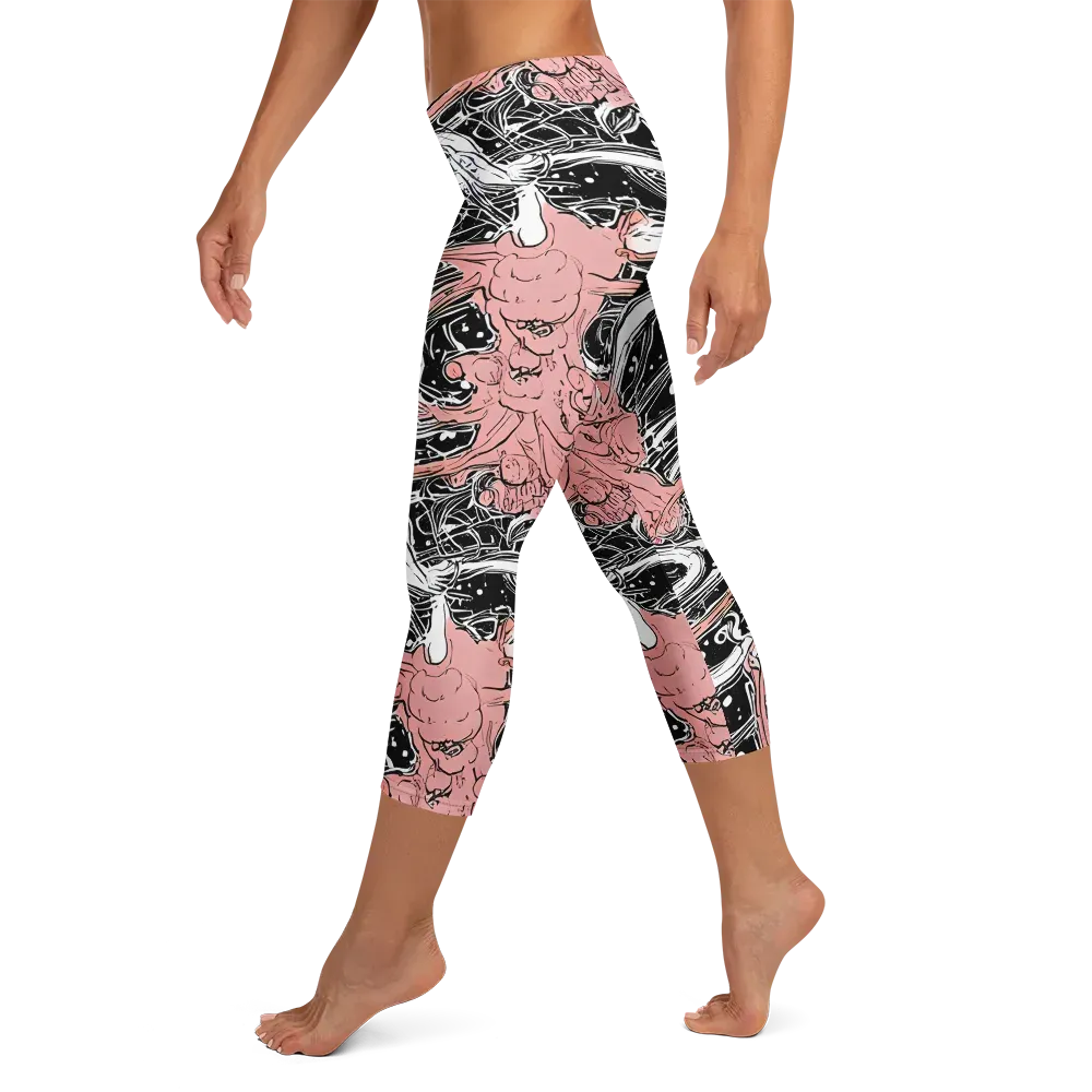Blush Ink Current on Capri Leggings — Left