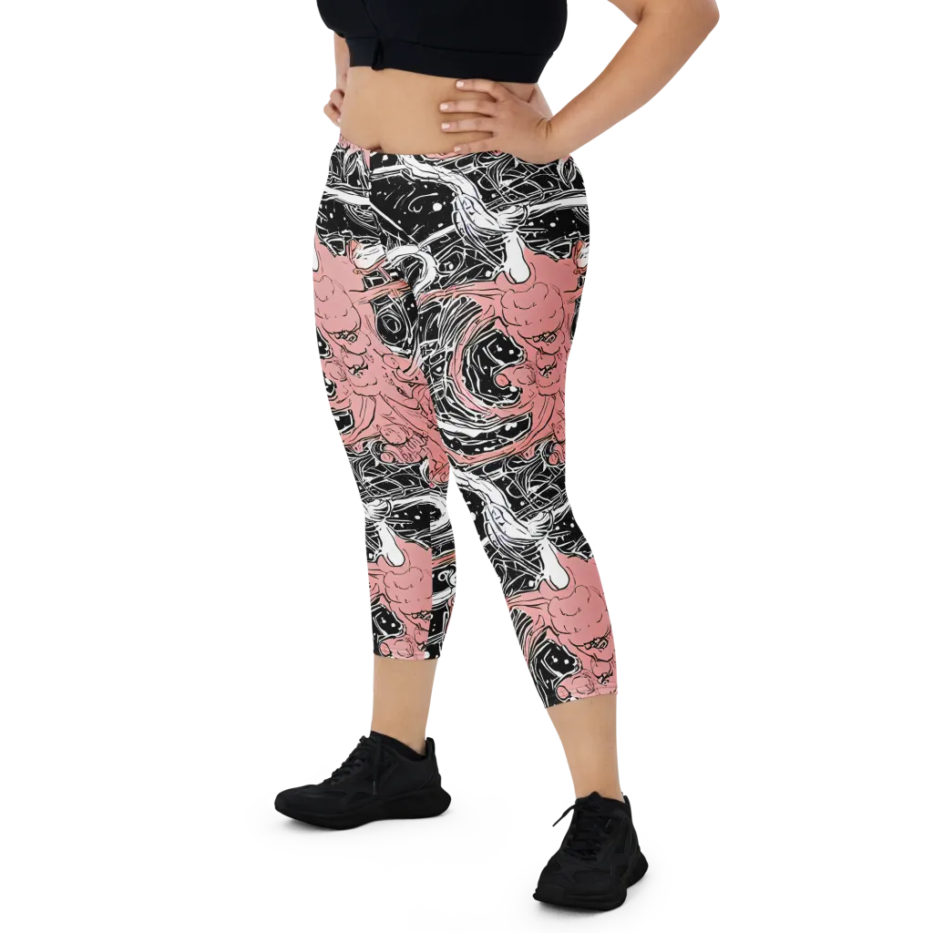 Blush Ink Current on Capri Leggings — Front