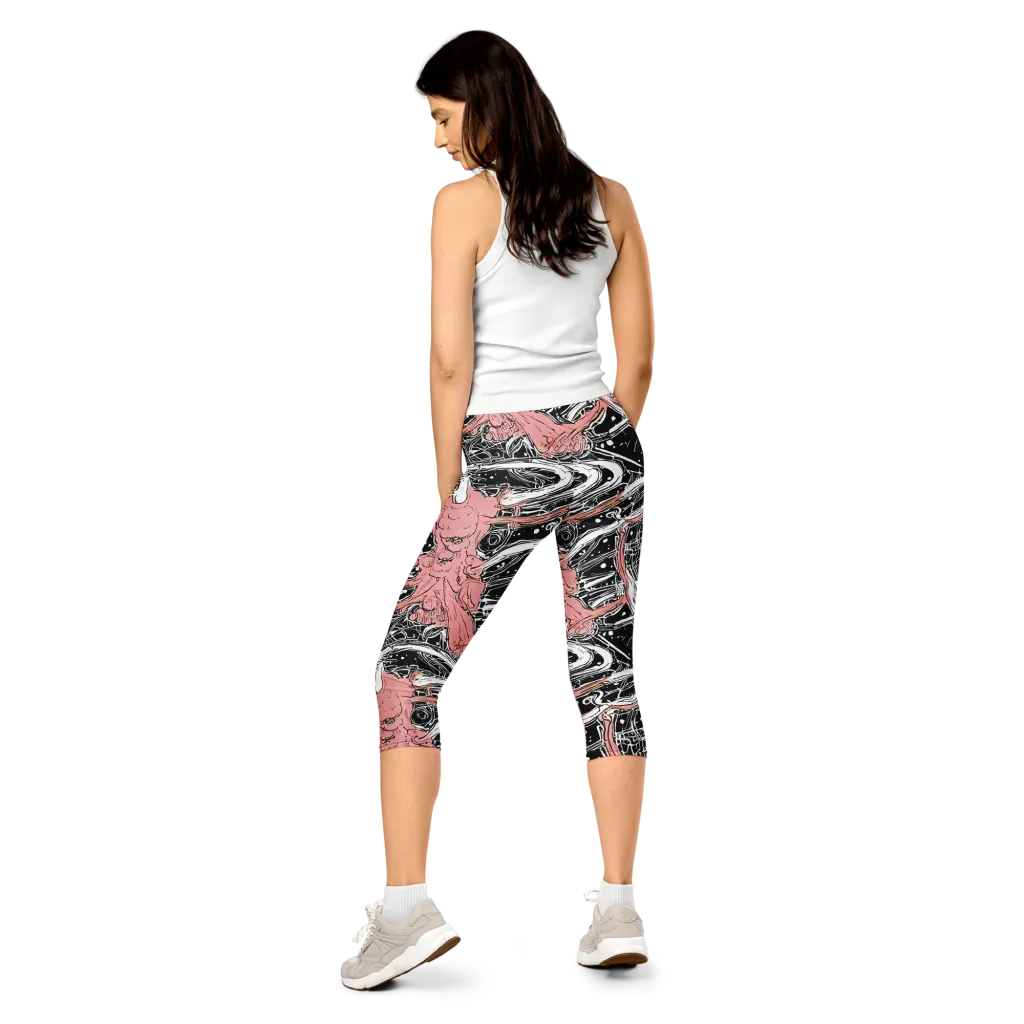 Blush Ink Current on Capri Leggings — Back