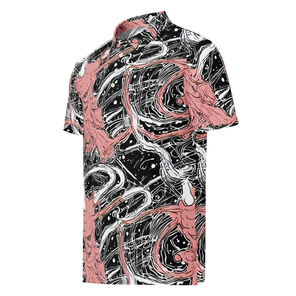 Blush Ink Current on Men's Slim Fit Polo Shirt — Left Front