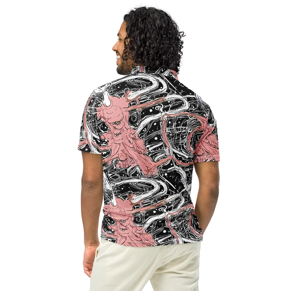 Blush Ink Current on Men's Slim Fit Polo Shirt — Back