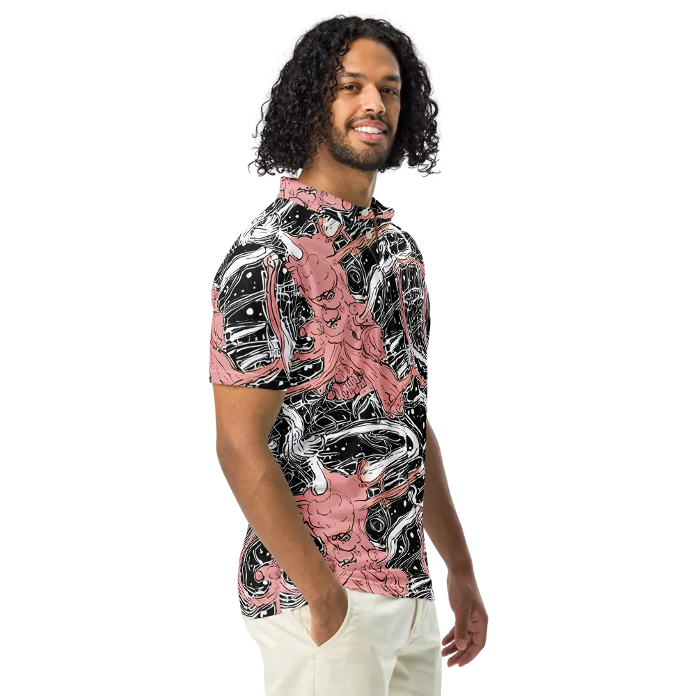 Blush Ink Current on Men's Slim Fit Polo Shirt — Right Front