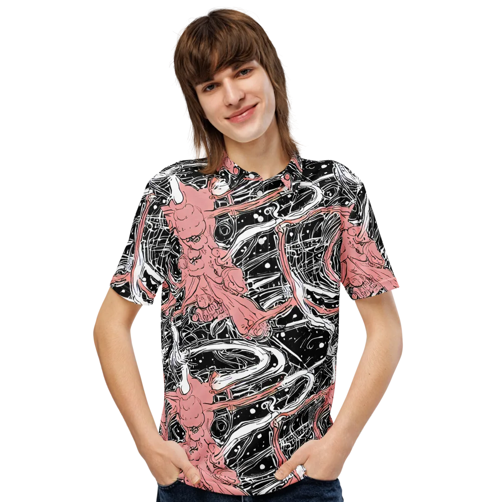 Blush Ink Current on Men's Slim Fit Polo Shirt — Front