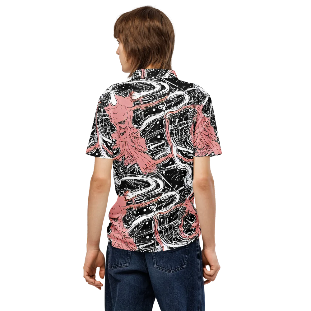 Blush Ink Current on Men's Slim Fit Polo Shirt — Back