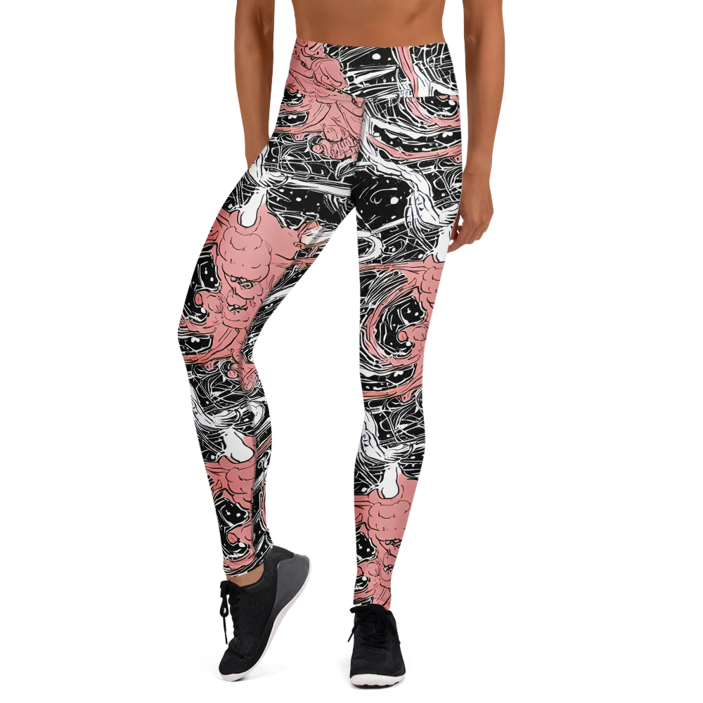Blush Ink Current on Yoga Leggings — Front
