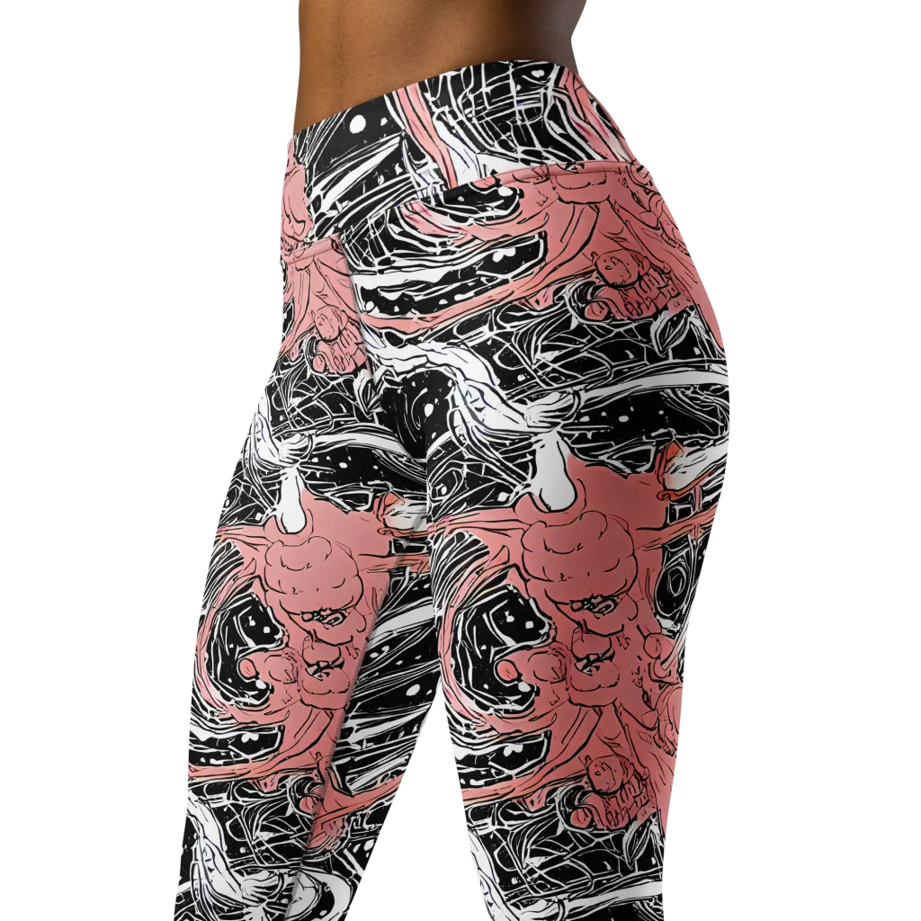 Blush Ink Current on Yoga Leggings — Left Front