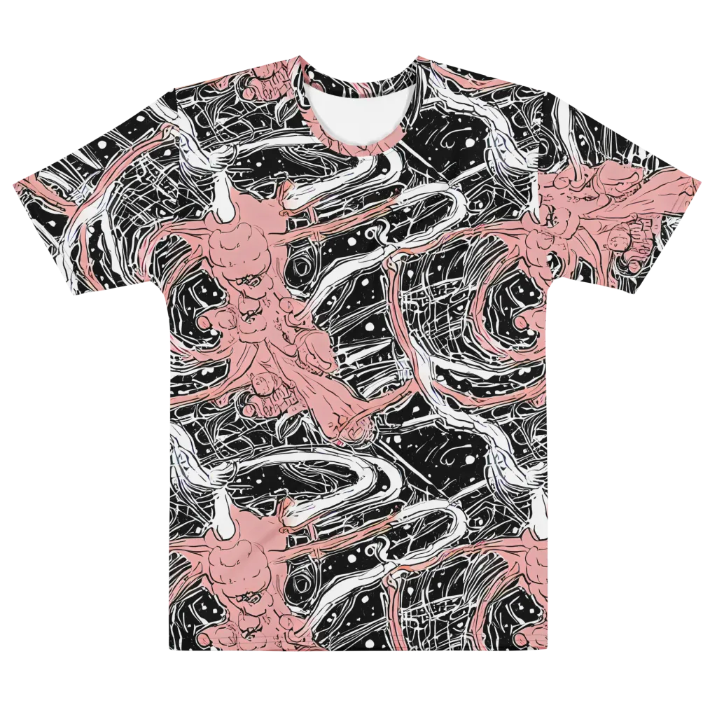 Blush Ink Current on Men's Cotton Crew Neck T-Shirt — Front