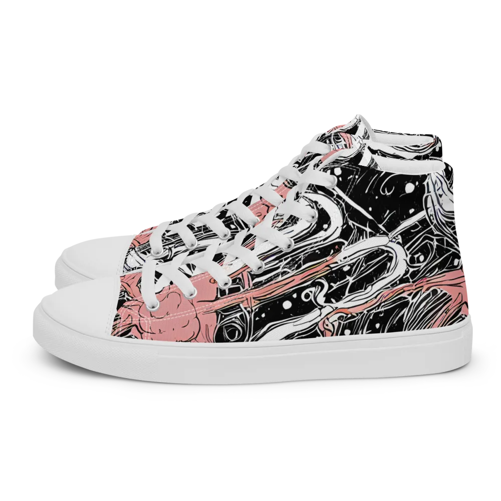 Blush Ink Current on Men's High Top Canvas Shoes — Left