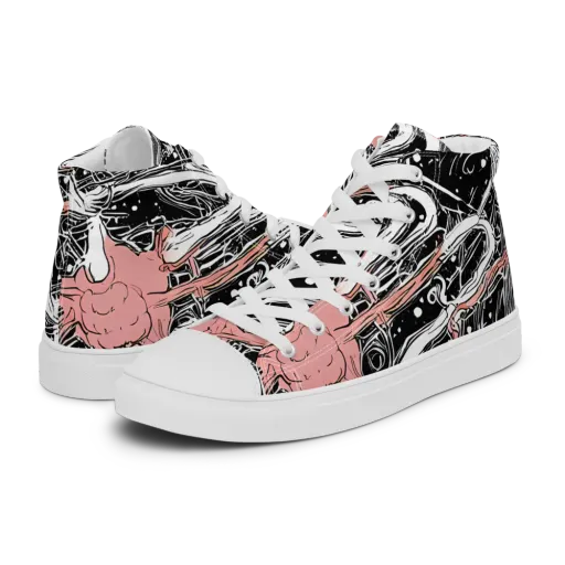 Blush Ink Current on a Men's High Top Canvas Shoes