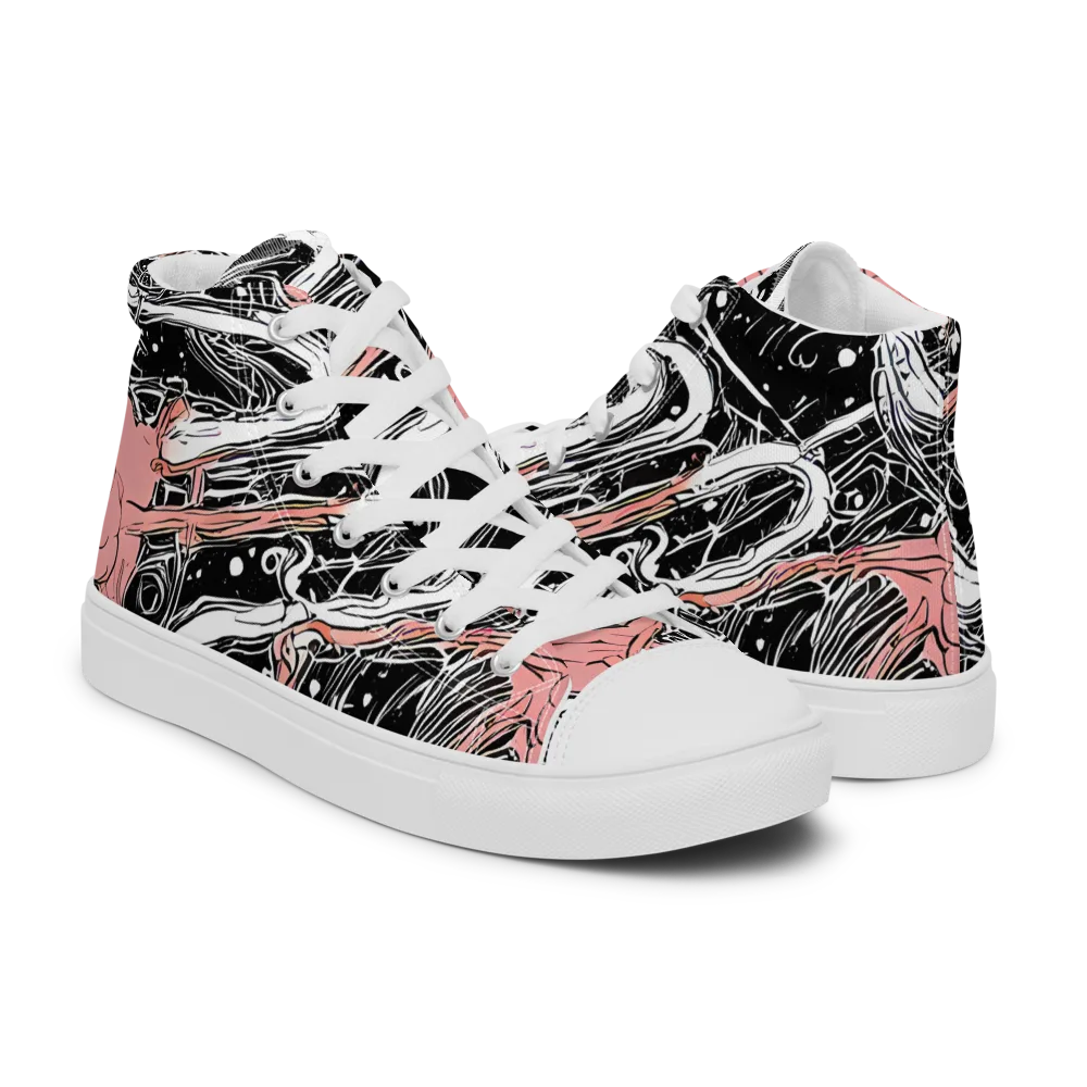 Blush Ink Current on Men's High Top Canvas Shoes — Right
