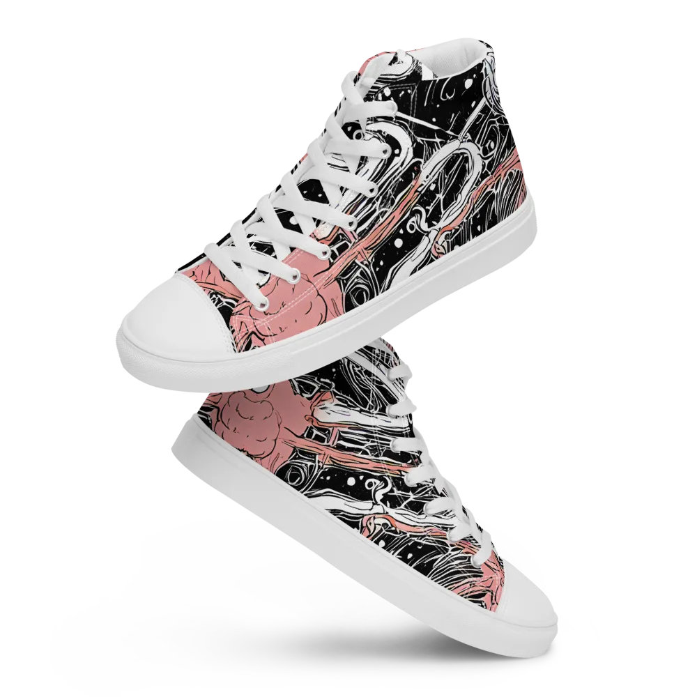 Blush Ink Current on Men's High Top Canvas Shoes — Front
