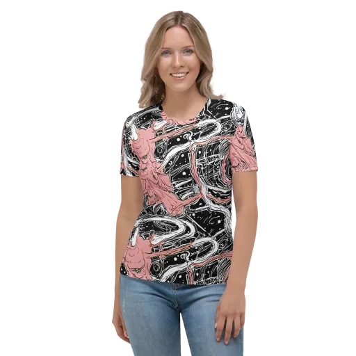 Blush Ink Current on a Women's Crew Neck T-Shirt