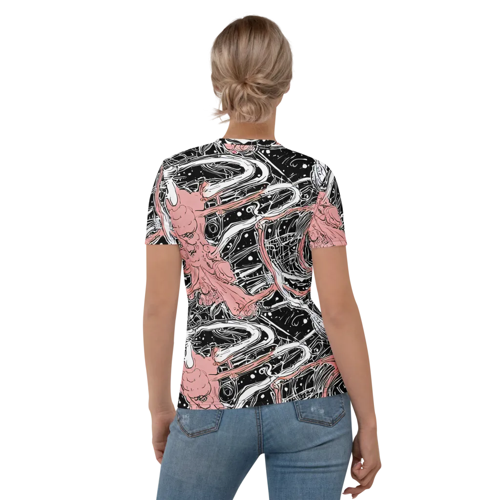 Blush Ink Current on Women's Crew Neck T-Shirt — Back