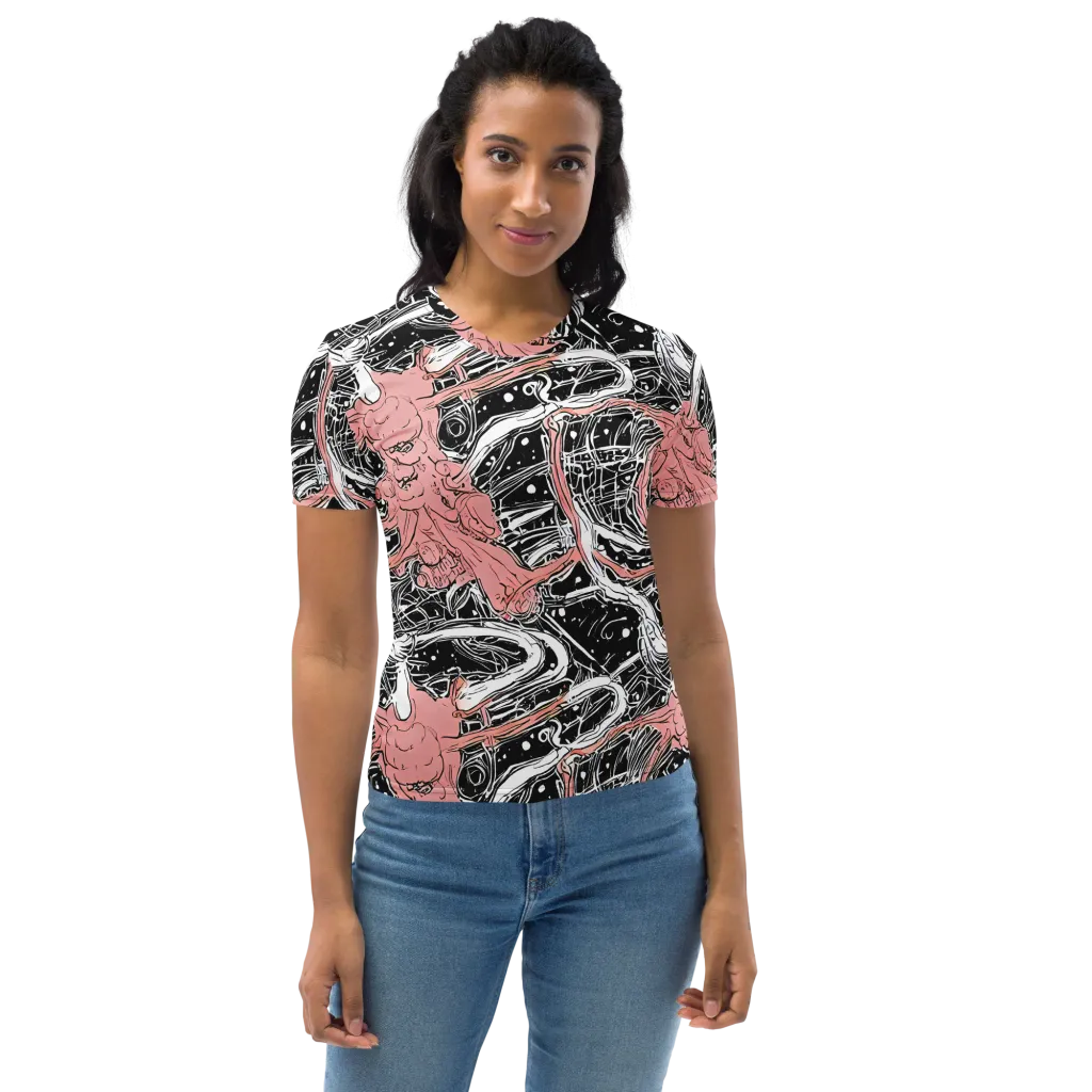 Blush Ink Current on Women's Crew Neck T-Shirt — Front