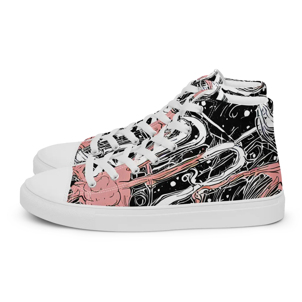 Blush Ink Current on Women's High Top Canvas Shoes — Left