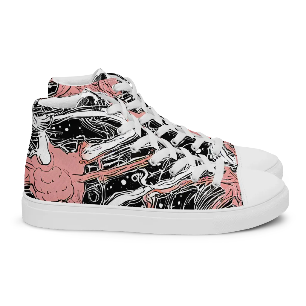 Blush Ink Current on Women's High Top Canvas Shoes — Right