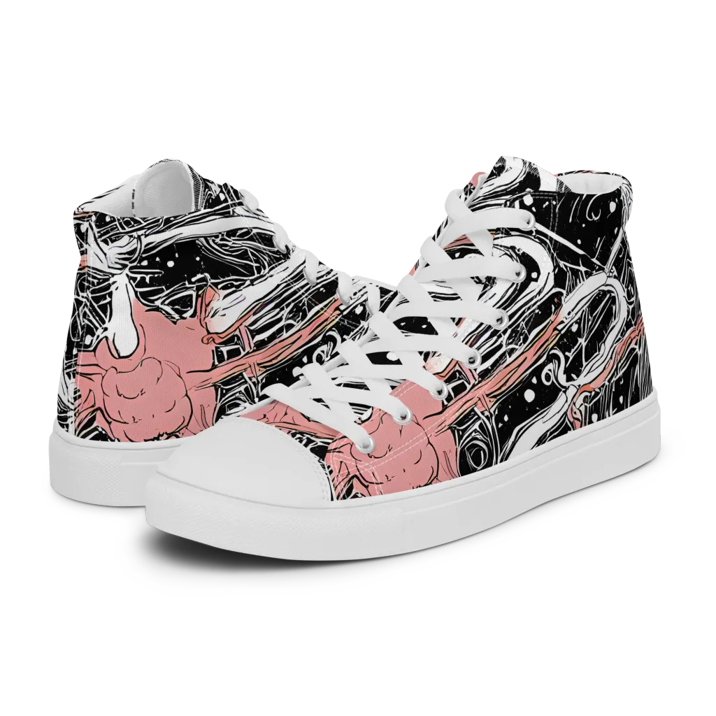 Blush Ink Current on Women's High Top Canvas Shoes — Left