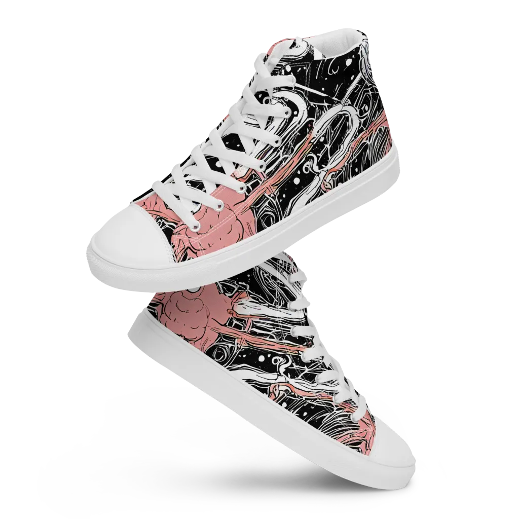 Blush Ink Current on Women's High Top Canvas Shoes — Front