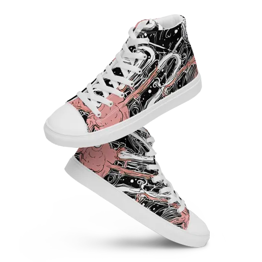 Blush Ink Current on a Women's High Top Canvas Shoes