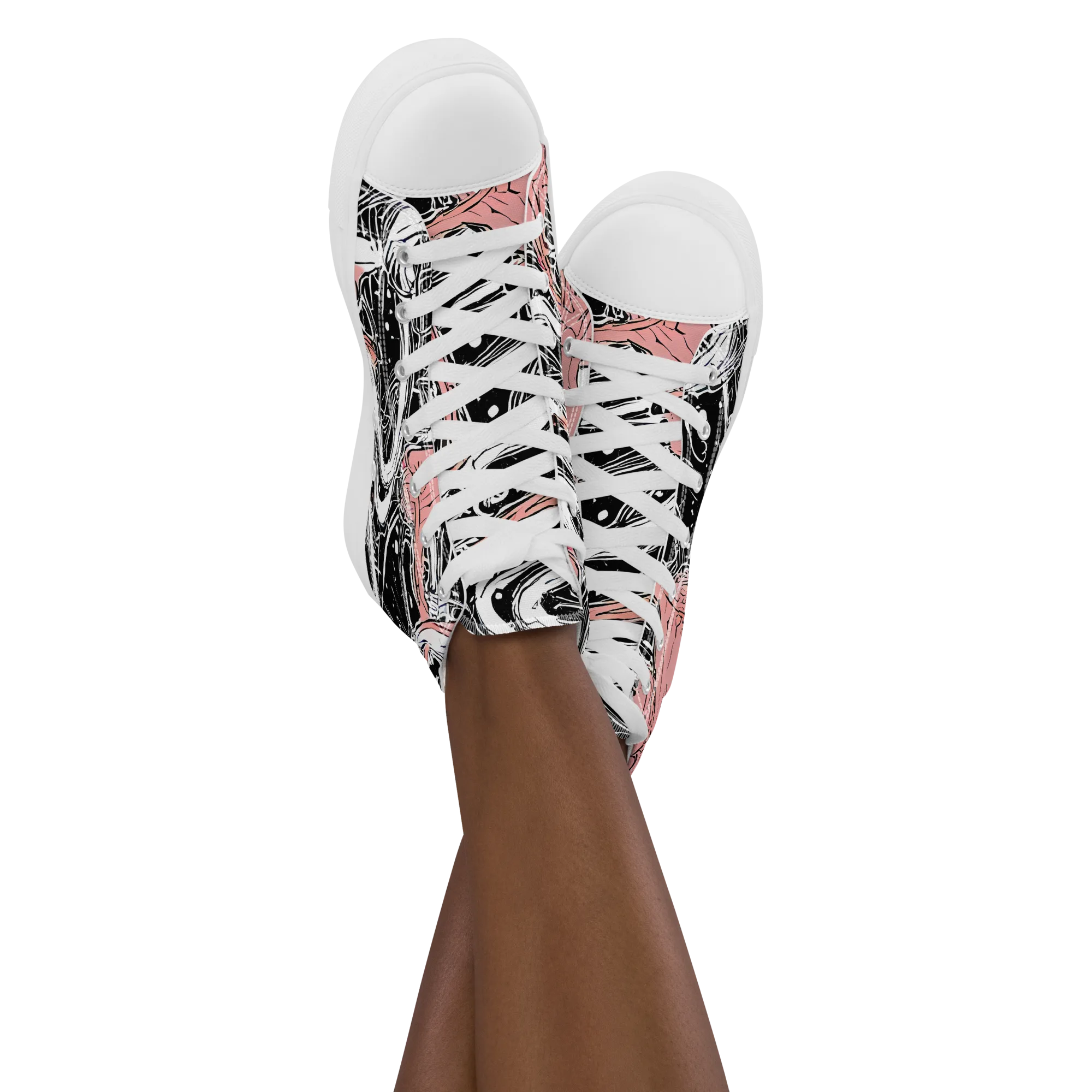Blush Ink Current on Women's High Top Canvas Shoes — Front