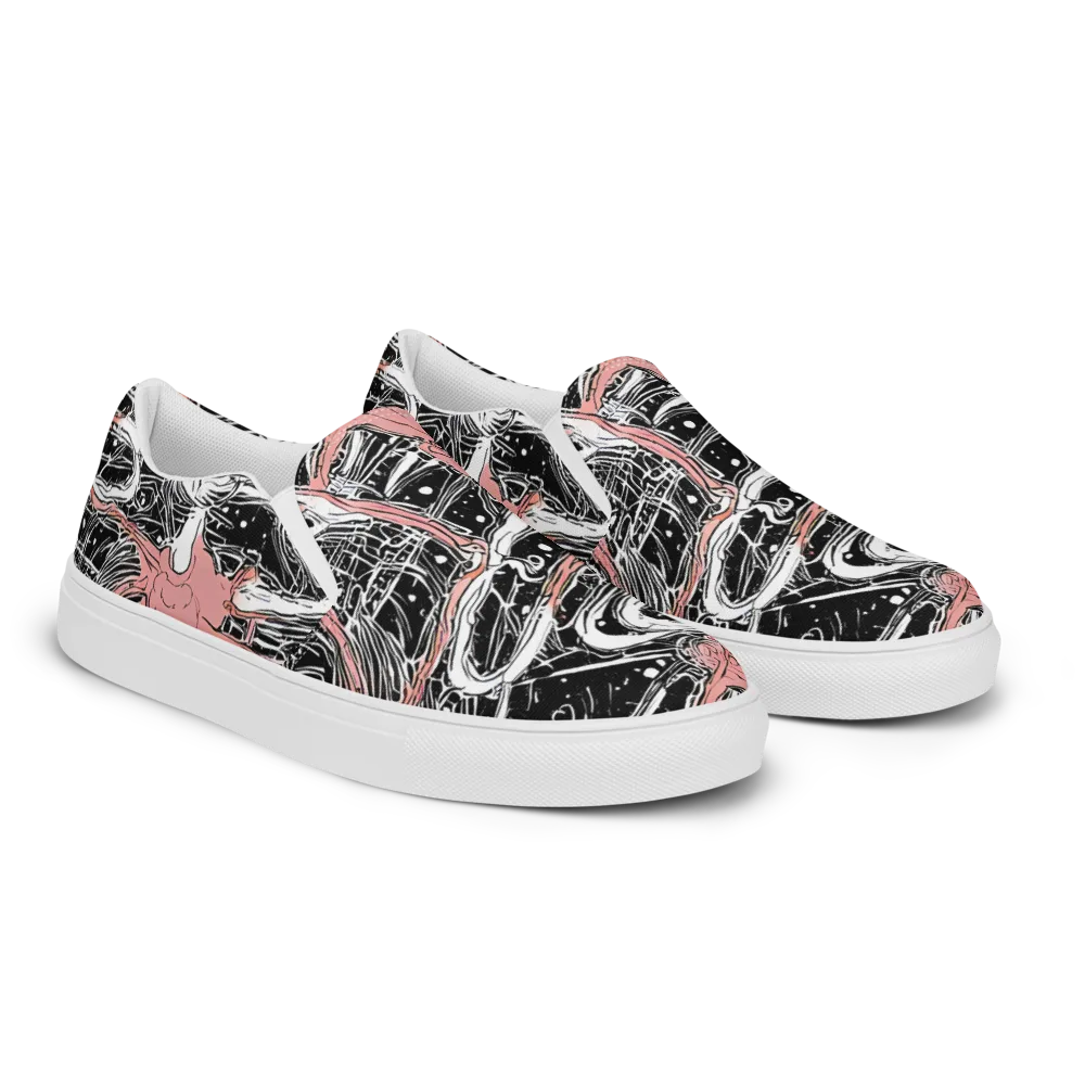 Blush Ink Current on Men's Slip-On Canvas Shoes — Right Front