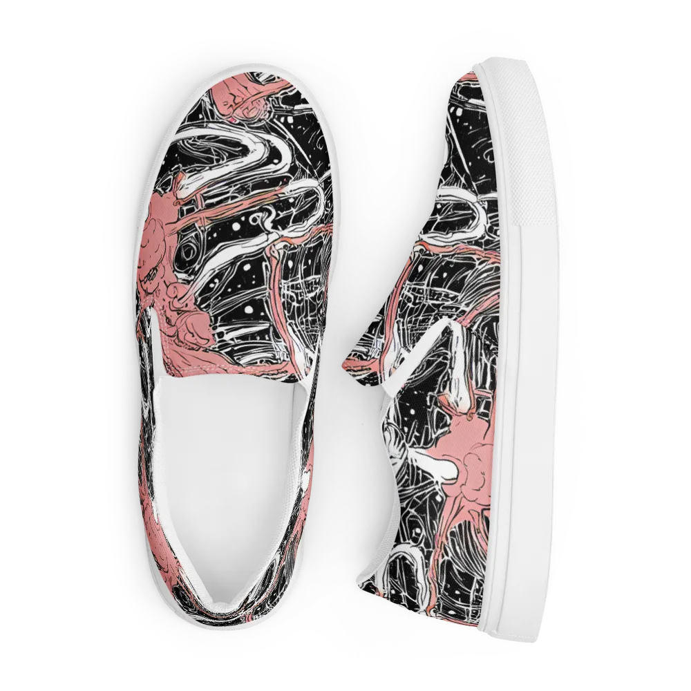Blush Ink Current on Men's Slip-On Canvas Shoes — Front