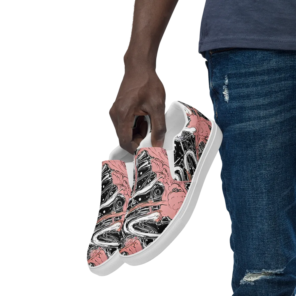 Blush Ink Current on Men's Slip-On Canvas Shoes — Left Front