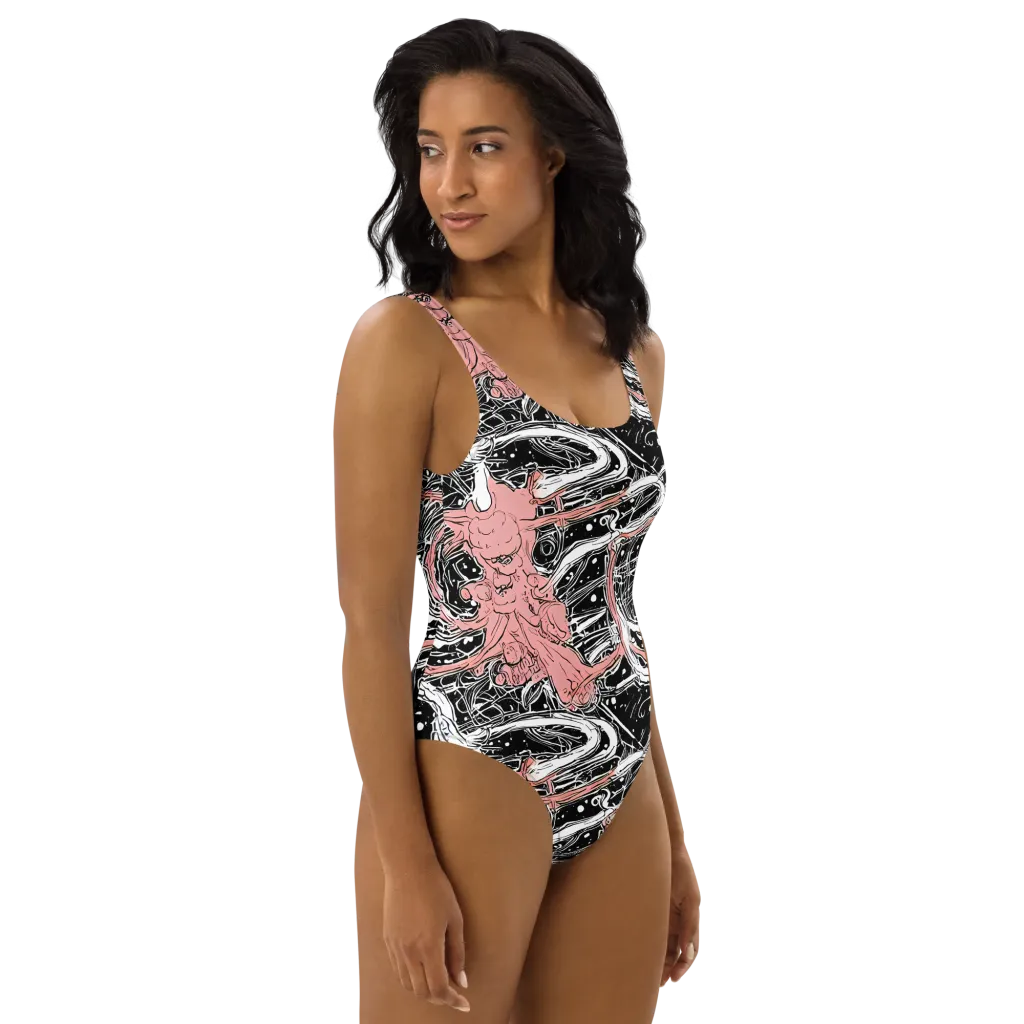 Blush Ink Current on One-Piece Swimsuit — Right