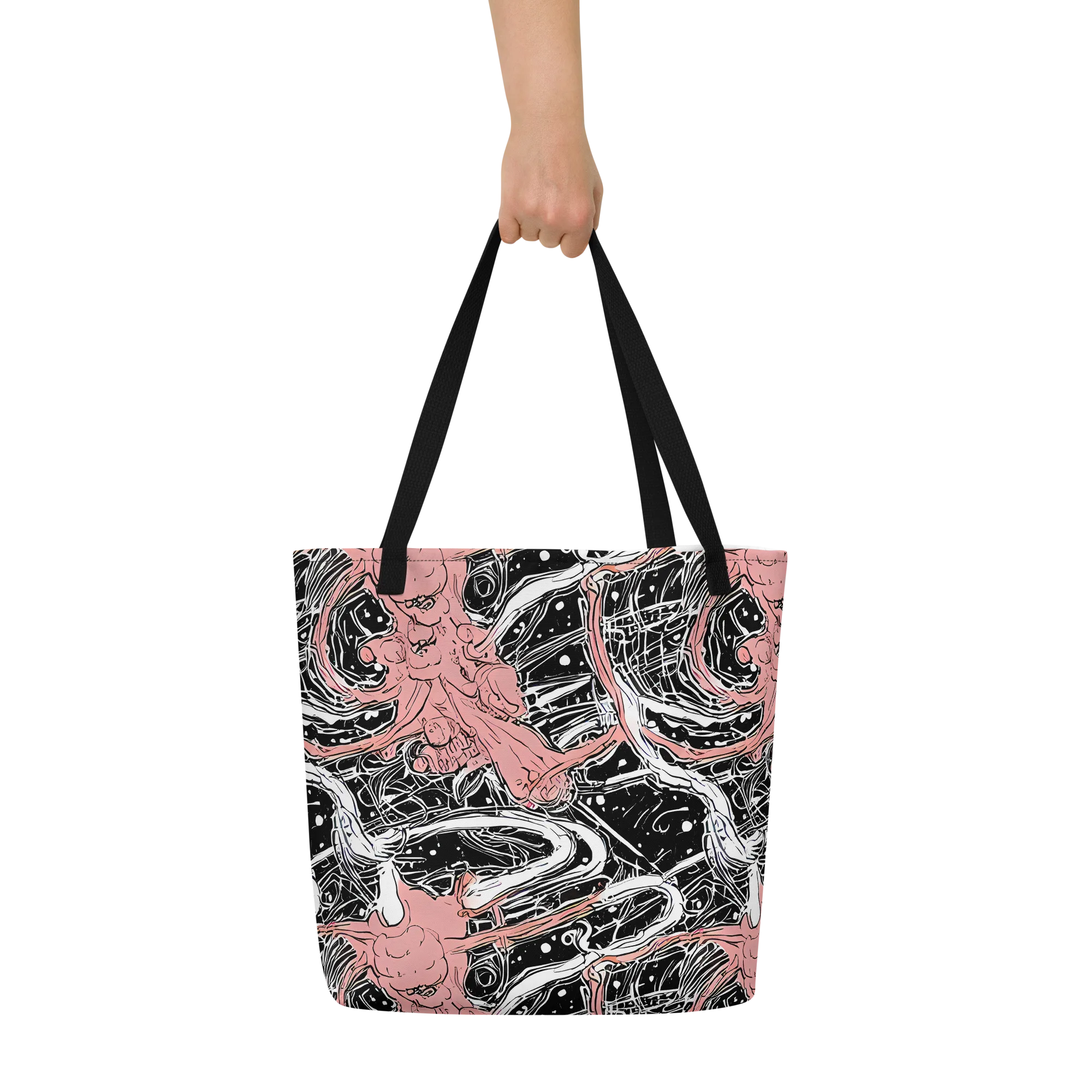 Blush Ink Current on Large Tote Bag W/ Pocket — Front