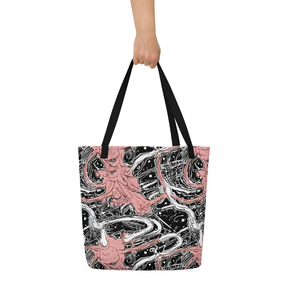 Blush Ink Current on Large Tote Bag W/ Pocket — Front