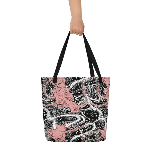 Blush Ink Current on a Large Tote Bag W/ Pocket
