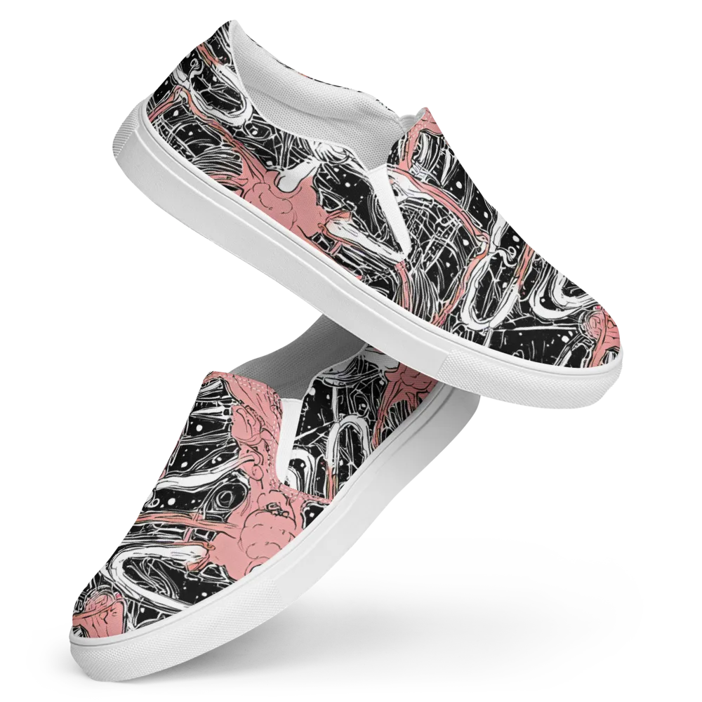 Blush Ink Current on Women's Slip-On Canvas Shoes — Front