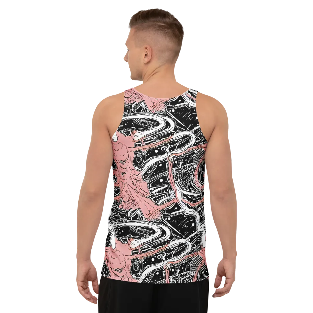 Blush Ink Current on Men's Tank Top — Back