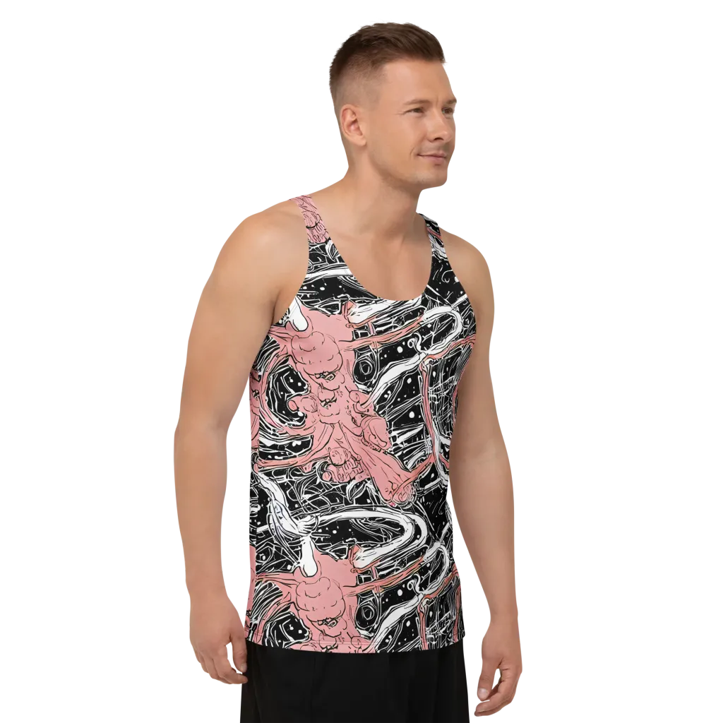 Blush Ink Current on Men's Tank Top — Right Front