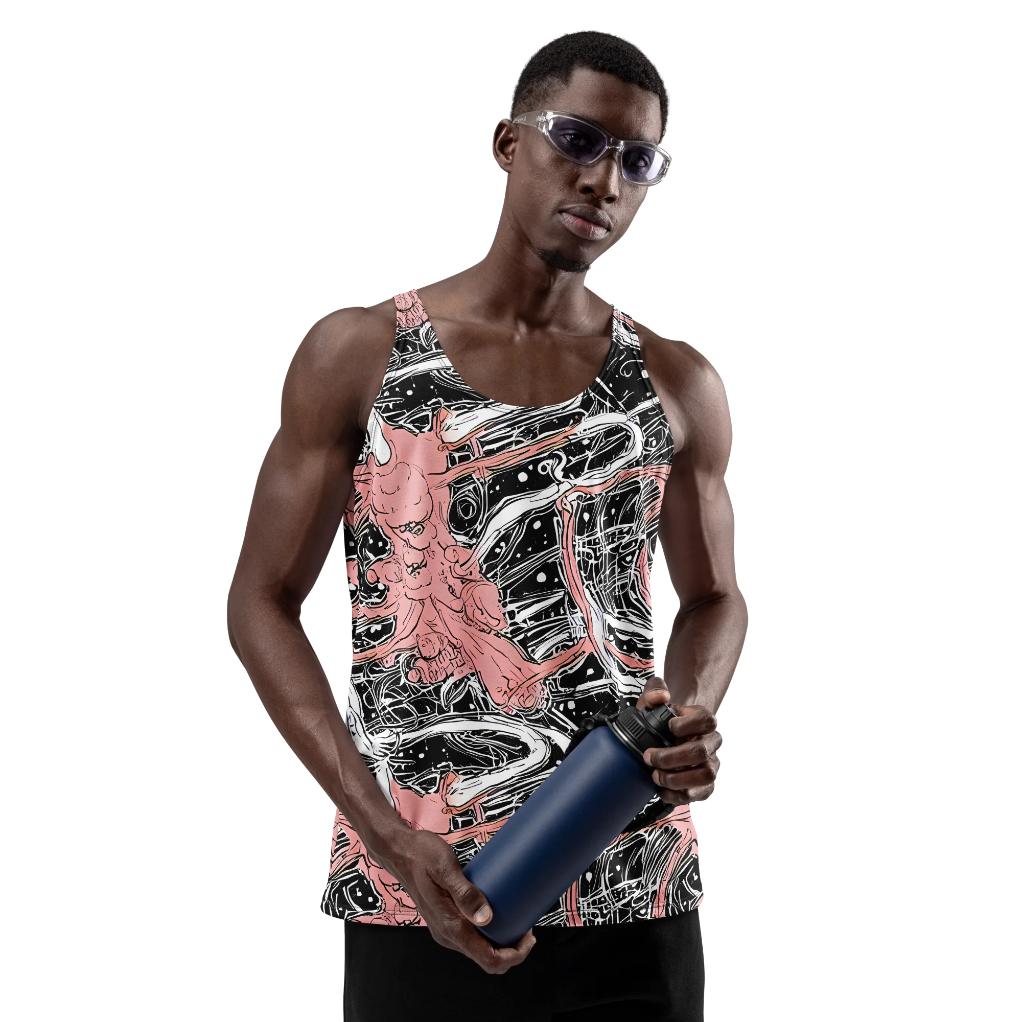 Blush Ink Current on Men's Tank Top — Front