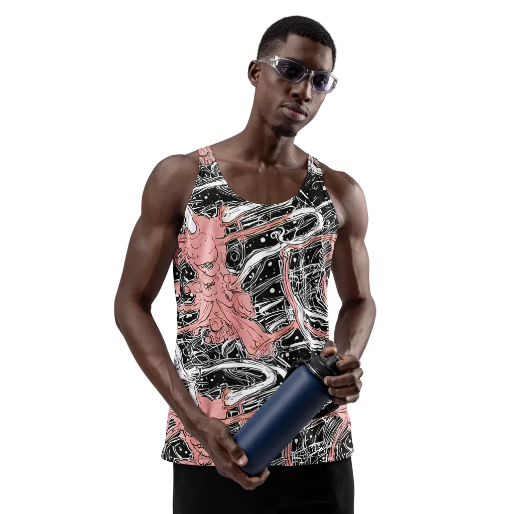 Blush Ink Current on Men's Tank Top — Front
