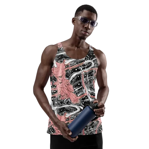 Blush Ink Current on a Men's Tank Top