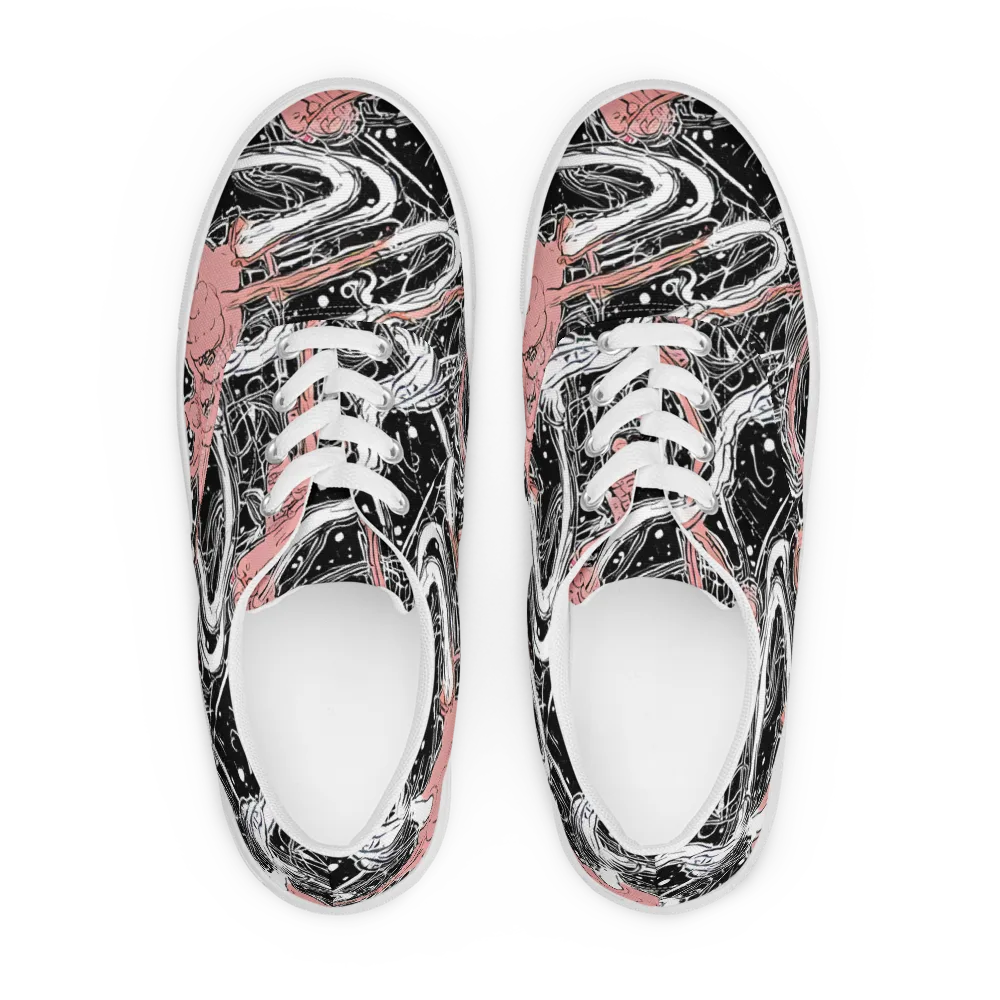 Blush Ink Current on Men's Lace-Up Canvas Shoes — Front