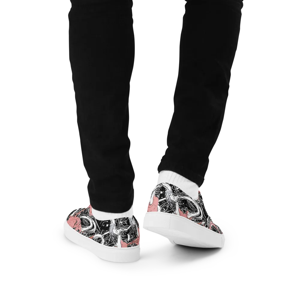 Blush Ink Current on Men's Lace-Up Canvas Shoes — Back