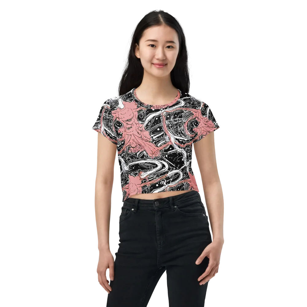 Blush Ink Current on Crop Tee — Front