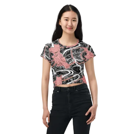 Blush Ink Current on a Crop Tee