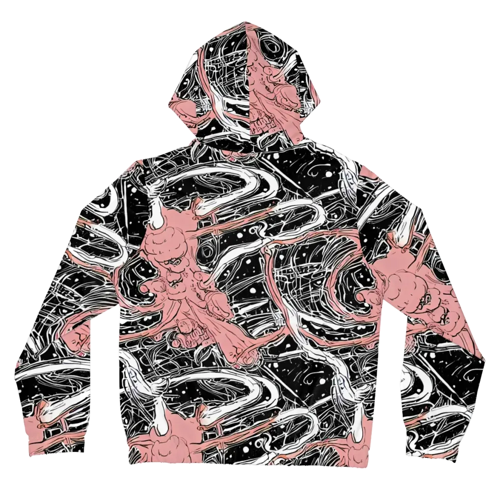 Blush Ink Current on Women's Full-Zip Hoodie — Back